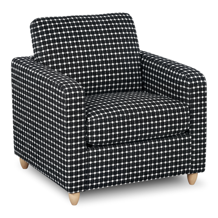 Made in Canada Sofa Lab Customizable Club 36\" Fabric Accent Chair with Wood Legs – Panda Accent Fabric 