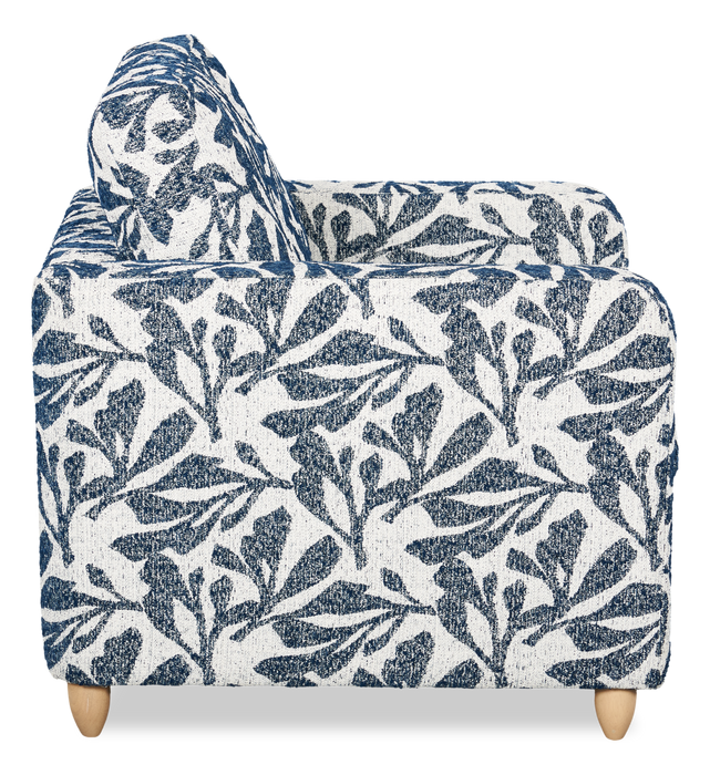 Made in Canada Sofa Lab Customizable Club 36\" Fabric Accent Chair with Wood Legs – Marine Accent Fabric 