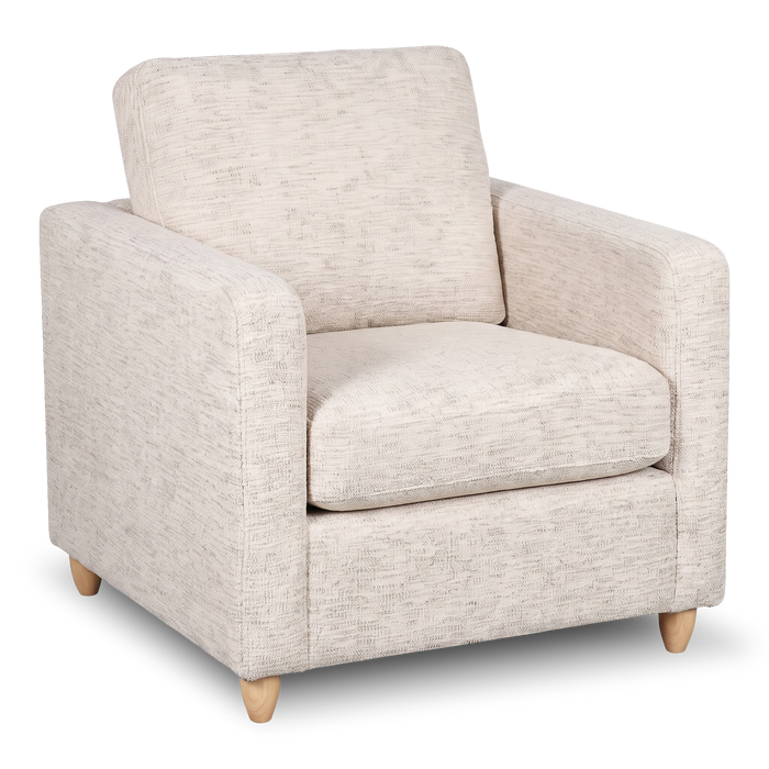 Made in Canada Sofa Lab Customizable Club 36\" Fabric Accent Chair with Wood Legs – Chenille White