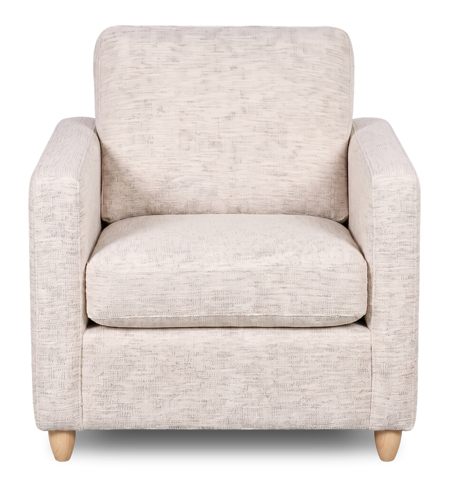 Made in Canada Sofa Lab Customizable Club 36\" Fabric Accent Chair with Wood Legs – Chenille White