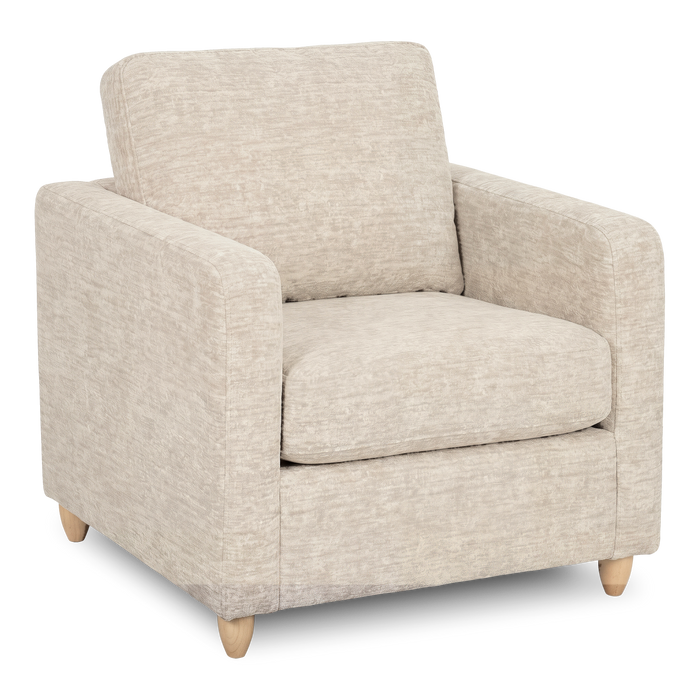 Made in Canada Sofa Lab Customizable Club 36\" Fabric Accent Chair with Wood Legs – Plush Parchment