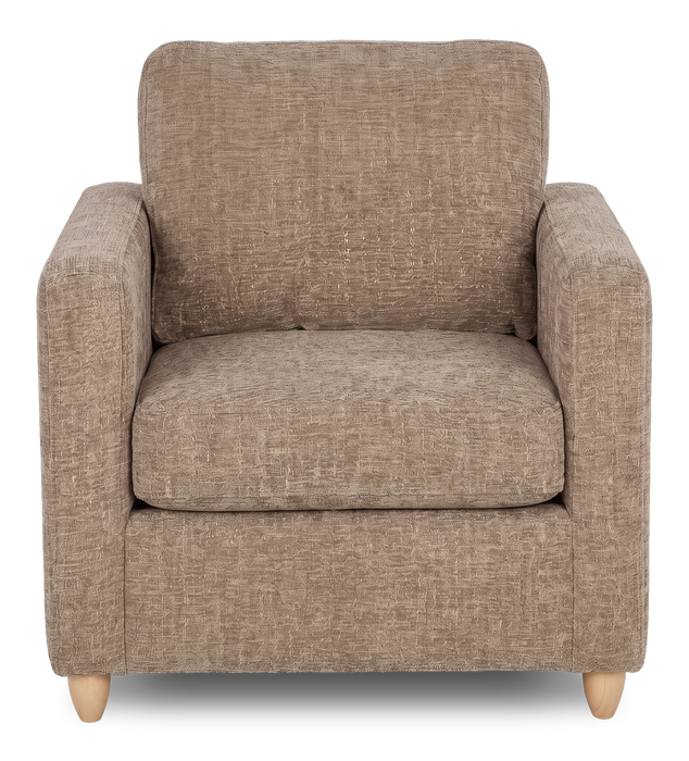 Made in Canada Sofa Lab Customizable Club 36\" Fabric Accent Chair with Wood Legs – Chenille Praline