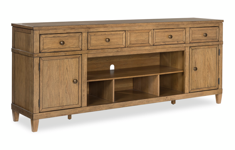 Clyde 81” TV Stand with Storage and Cable Management for TVs up to 90” – Golden Oak