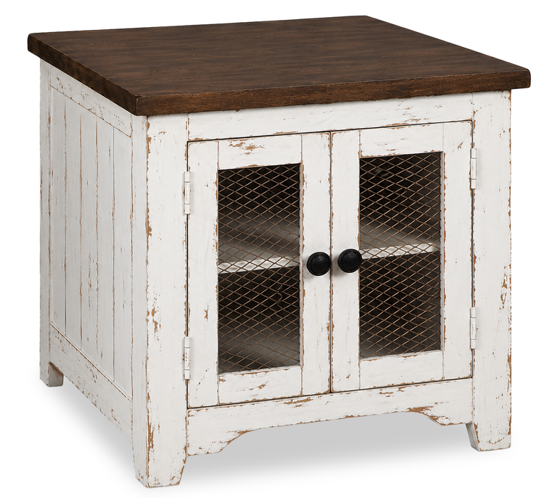 Croft 24” Country-Style End Table with Storage - Mocha