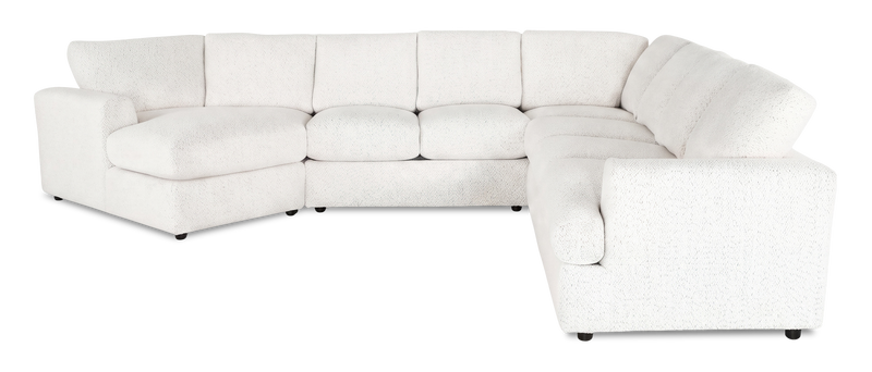 Made in Canada Customizable Sofa Lab Curve 4-Piece Left-Facing Sectional with Cuddler - Teddy Snow