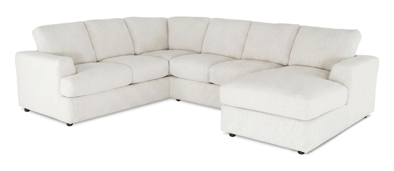 Made in Canada Customizable Sofa Lab Curve 3 Piece Right-Facing Fabric Sectional with Chaise – Teddy Snow