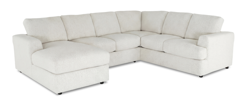 Made in Canada Customizable Sofa Lab Curve 3 Piece Left-Facing Fabric Sectional with Chaise – Teddy Snow