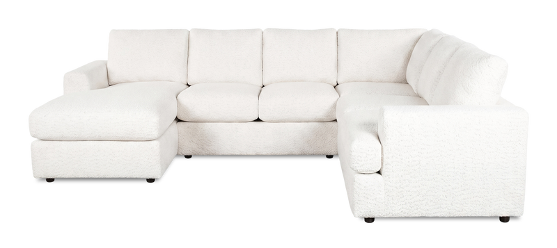 Made in Canada Customizable Sofa Lab Curve 3 Piece Left-Facing Fabric Sectional with Chaise – Teddy Snow