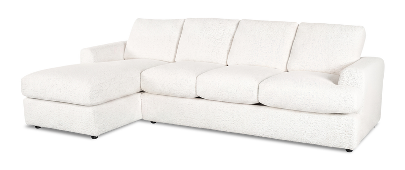Made in Canada Customizable Sofa Lab Curve Fabric Left-Facing Sofabed Sectional - Teddy Snow