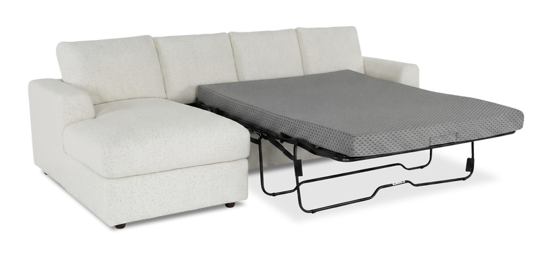 Made in Canada Customizable Sofa Lab Curve Fabric Left-Facing Sofabed Sectional - Teddy Snow