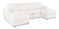 Made in Canada Customizable Sofa Lab Curve Fabric Double Chaise Sectional - Teddy Snow