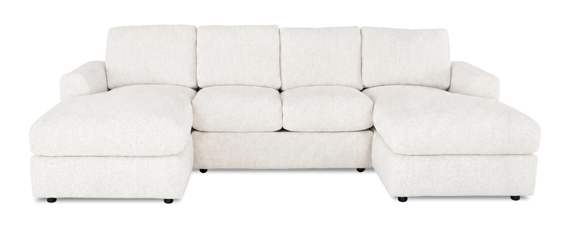Made in Canada Customizable Sofa Lab Curve Fabric Double Chaise Sectional - Teddy Snow