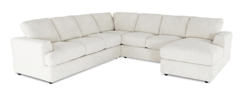 Made in Canada Customizable Sofa Lab Curve 4-Piece Right-Facing Sectional with Chaise - Teddy Snow