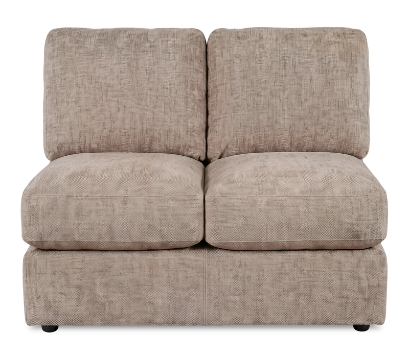Made in Canada Customizable Sofa Lab Curve 47\" Armless Fabric Loveseat - Chenille Praline