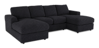 Made in Canada Customizable Sofa Lab Curve Fabric Double Chaise Sectional - Teddy Raven
