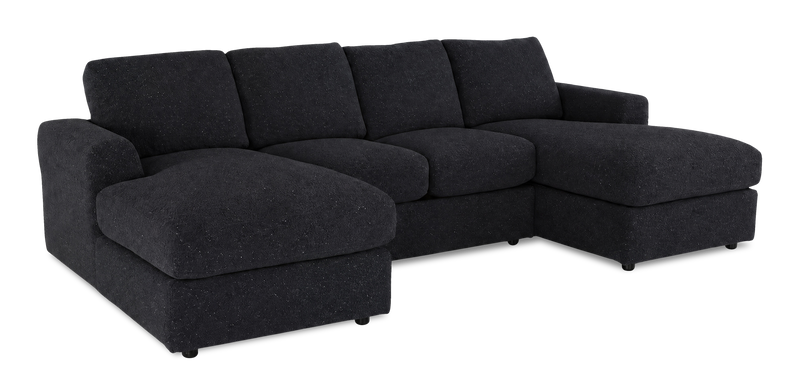 Made in Canada Customizable Sofa Lab Curve Fabric Double Chaise Sectional - Teddy Raven