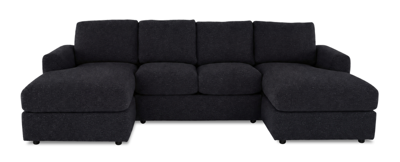 Made in Canada Customizable Sofa Lab Curve Fabric Double Chaise Sectional - Teddy Raven