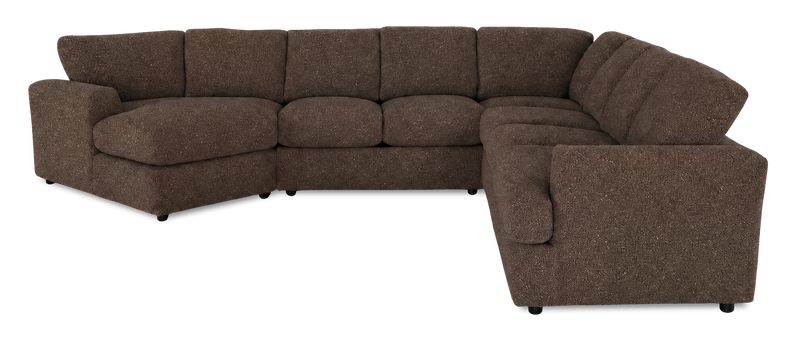 Made in Canada Customizable Sofa Lab Curve 4-Piece Left-Facing Sectional with Cuddler - Teddy Walnut
