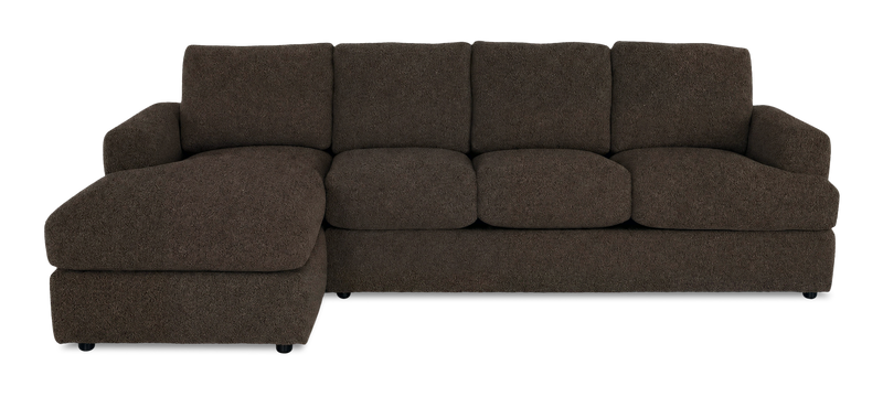 Made in Canada Customizable Sofa Lab Curve Left-Facing Fabric Sofa Chaise  – Teddy Walnut