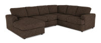 Made in Canada Customizable Sofa Lab Curve 3 Piece Left-Facing Fabric Sectional with Chaise – Teddy Walnut 