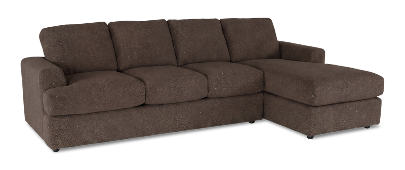 Made in Canada Customizable Sofa Lab Curve Fabric Right-Facing Sofabed Sectional - Teddy Walnut