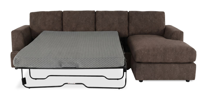 Made in Canada Customizable Sofa Lab Curve Fabric Right-Facing Sofabed Sectional - Teddy Walnut