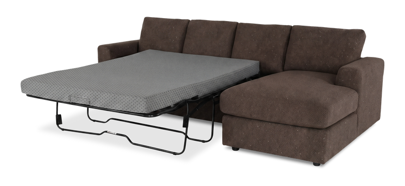 Made in Canada Customizable Sofa Lab Curve Fabric Right-Facing Sofabed Sectional - Teddy Walnut
