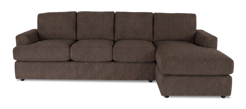 Made in Canada Customizable Sofa Lab Curve Fabric Right-Facing Sofabed Sectional - Teddy Walnut