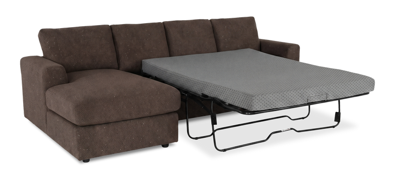 Made in Canada Customizable Sofa Lab Curve Fabric Left-Facing Sofabed Sectional - Teddy Walnut