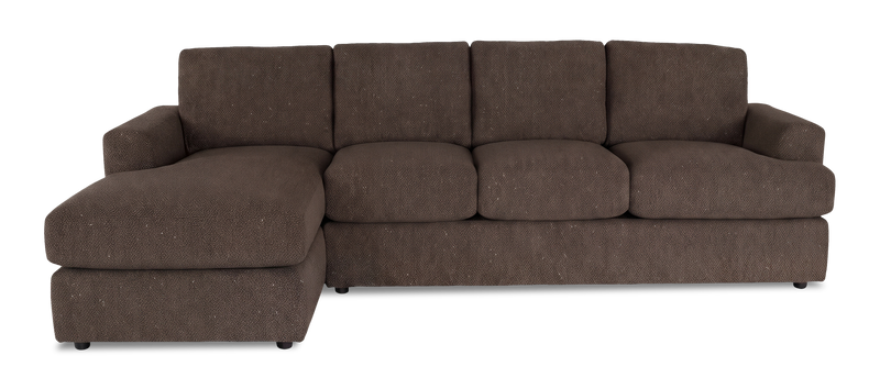 Made in Canada Customizable Sofa Lab Curve Fabric Left-Facing Sofabed Sectional - Teddy Walnut