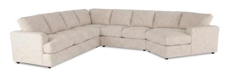 Made in Canada Customizable Sofa Lab Curve 4-Piece Right-Facing Sectional with Cuddler - Chenille White