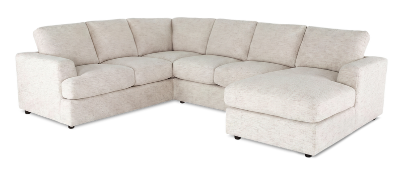 Made in Canada Customizable Sofa Lab Curve 3 Piece Right-Facing Fabric Sectional with Chaise – Chenille White