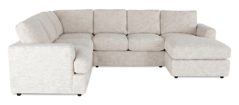 Made in Canada Customizable Sofa Lab Curve 3 Piece Right-Facing Fabric Sectional with Chaise – Chenille White