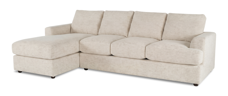 Made in Canada Customizable Sofa Lab Curve Fabric Left-Facing Sofabed Sectional - Chenille White
