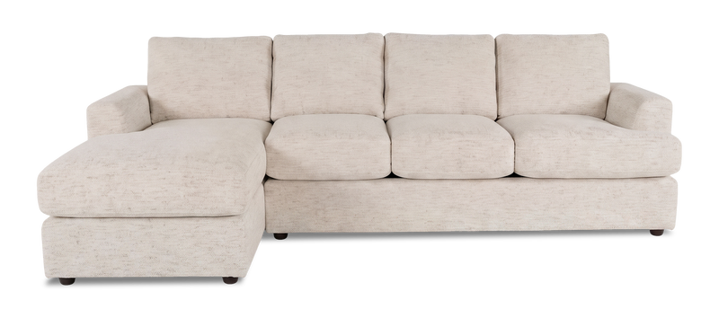 Made in Canada Customizable Sofa Lab Curve Fabric Left-Facing Sofabed Sectional - Chenille White