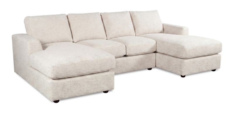 Made in Canada Customizable Sofa Lab Curve Fabric Double Chaise Sectional - Chenille White