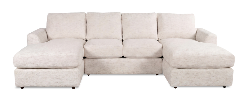 Made in Canada Customizable Sofa Lab Curve Fabric Double Chaise Sectional - Chenille White