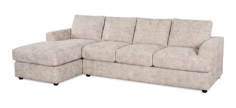 Made in Canada Customizable Sofa Lab Curve Left-Facing Fabric Sofa Chaise  – Plush Parchment