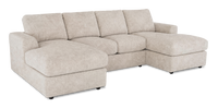 Made in Canada Customizable Sofa Lab Curve Fabric Double Chaise Sectional - Plush Parchment 