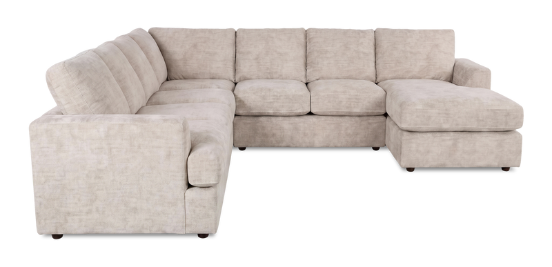 Made in Canada Customizable Sofa Lab Curve 4-Piece Right-Facing Sectional with Chaise - Plush Parchment