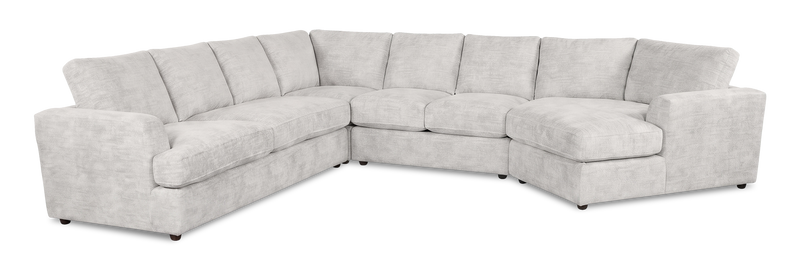 Made in Canada Customizable Sofa Lab Curve 4-Piece Right-Facing Sectional with Cuddler - Plush Oyster