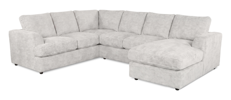 Made in Canada Customizable Sofa Lab Curve 3 Piece Right-Facing Fabric Sectional with Chaise – Plush Oyster