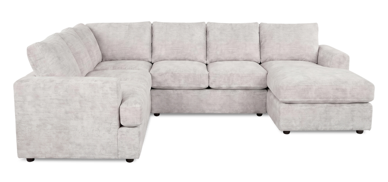 Made in Canada Customizable Sofa Lab Curve 3 Piece Right-Facing Fabric Sectional with Chaise – Plush Oyster