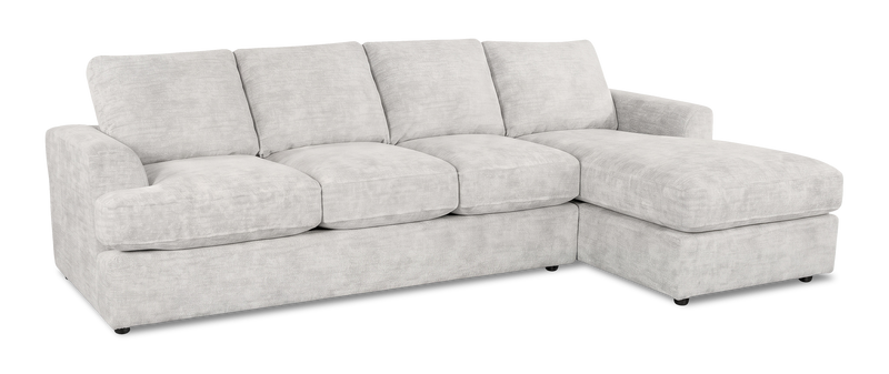 Made in Canada Customizable Sofa Lab Curve Fabric Right-Facing Sofabed Sectional - Plush Oyster