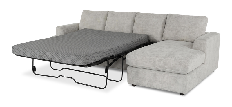 Made in Canada Customizable Sofa Lab Curve Fabric Right-Facing Sofabed Sectional - Plush Oyster