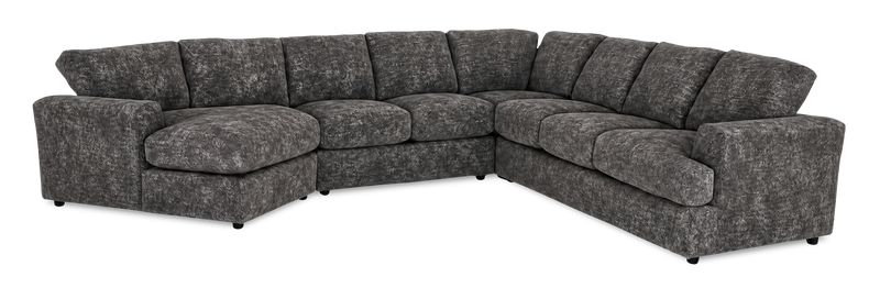 Made in Canada Customizable Sofa Lab Curve 4-Piece Left-Facing Sectional with Cuddler - Plush Charcoal 