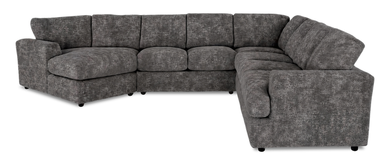 Made in Canada Customizable Sofa Lab Curve 4-Piece Left-Facing Sectional with Cuddler - Plush Charcoal 
