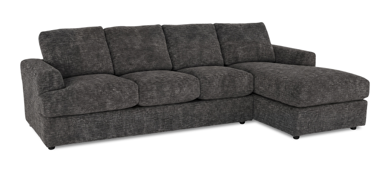 Made in Canada Customizable Sofa Lab Curve Right-Facing Fabric Sofa Chaise  – Plush Charcoal