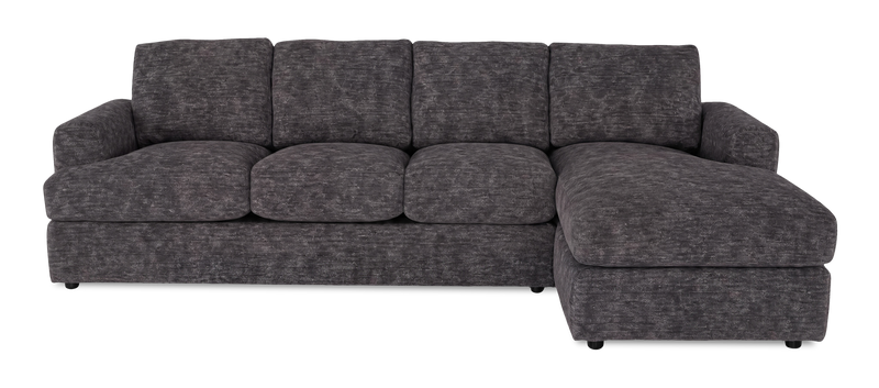 Made in Canada Customizable Sofa Lab Curve Right-Facing Fabric Sofa Chaise  – Plush Charcoal