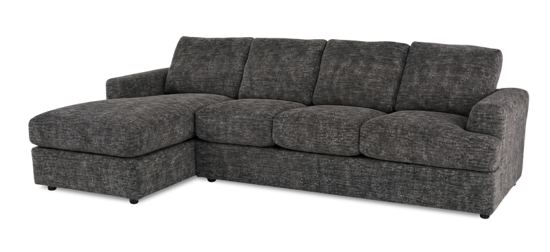 Made in Canada Customizable Sofa Lab Curve Left-Facing Fabric Sofa Chaise  – Plush Charcoal